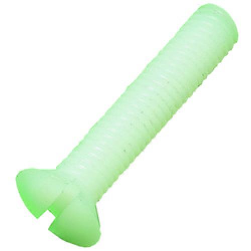 M6  x 20     WHITE NYLON  SLOT CSK HD SCREW